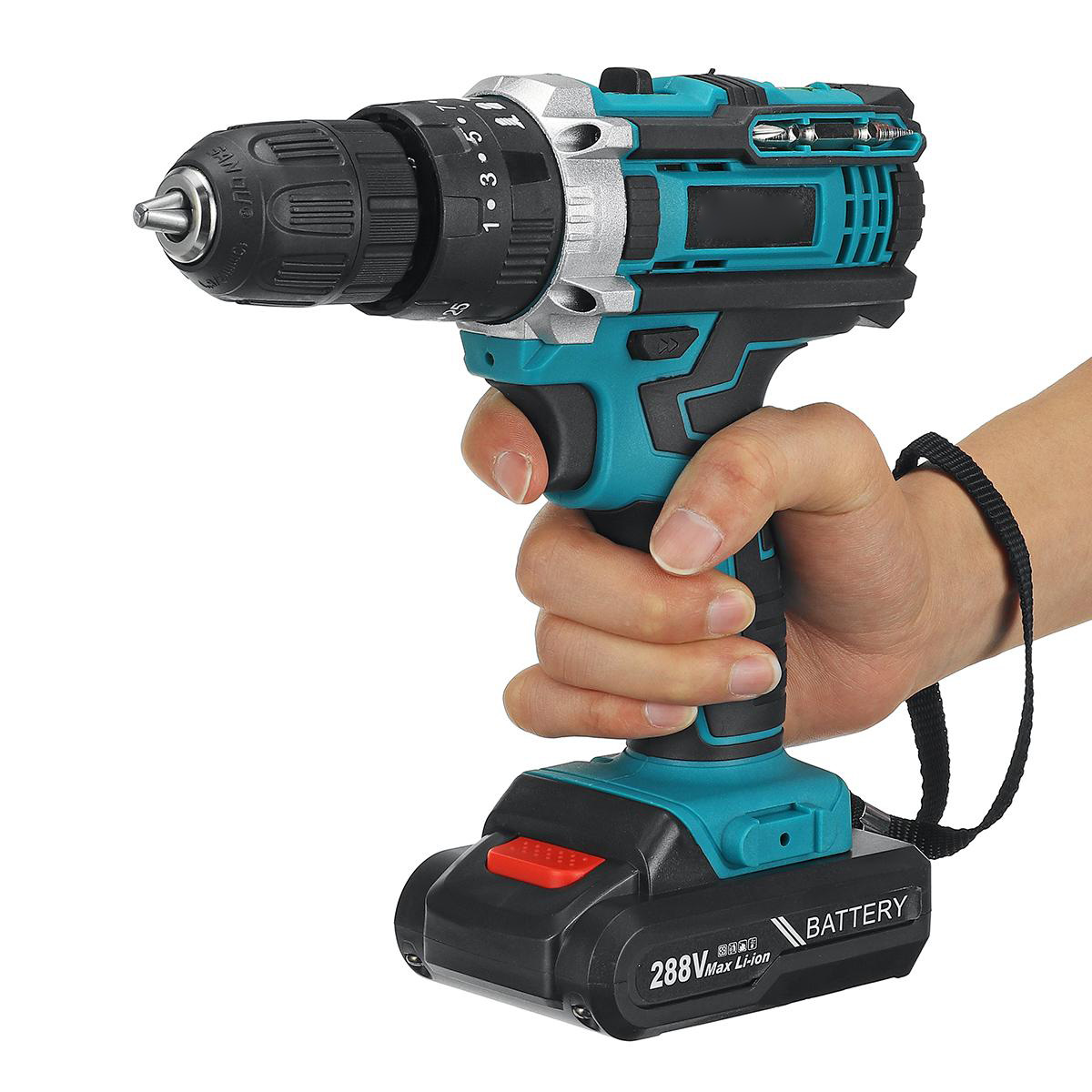 288VF 10mm Electric Drill 25+3 Torque Adjustment Switch Stepless Speed W/1pc/2pc Battery AU/EU/US Plug
