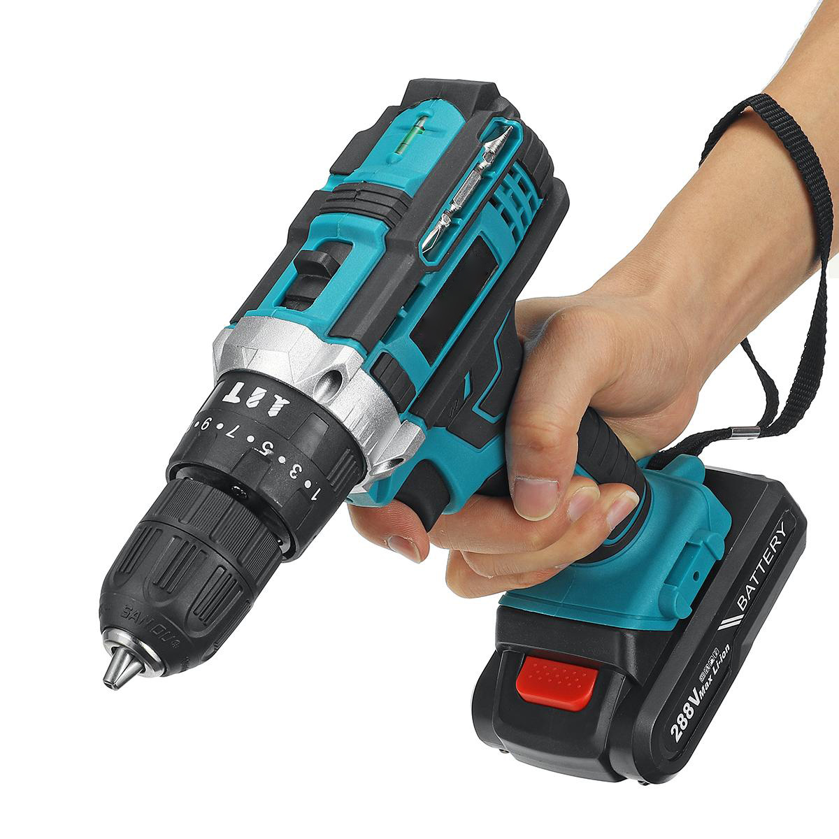 288VF 10mm Electric Drill 25+3 Torque Adjustment Switch Stepless Speed W/1pc/2pc Battery AU/EU/US Plug