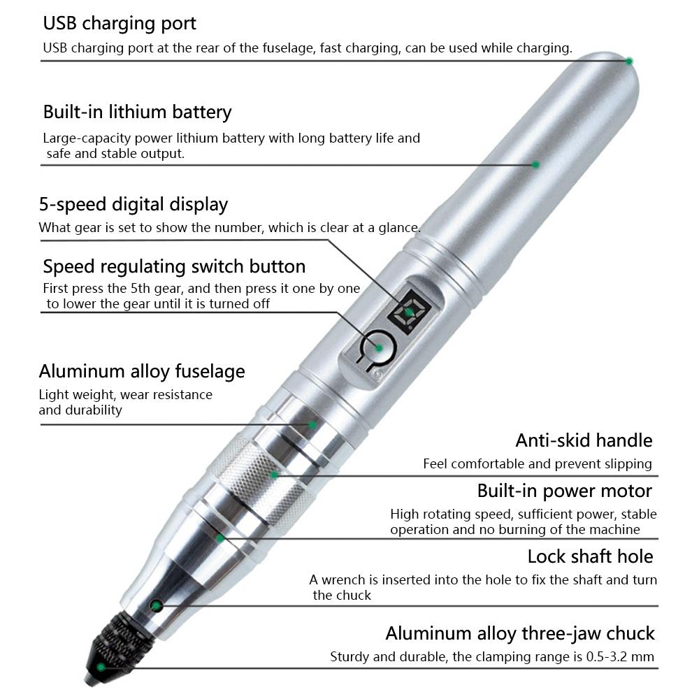 30W 13000RPM Mini Electric Grinder Grinding Machine Five-Speed Adjustment For Efficient Grinding Polishing Engraving