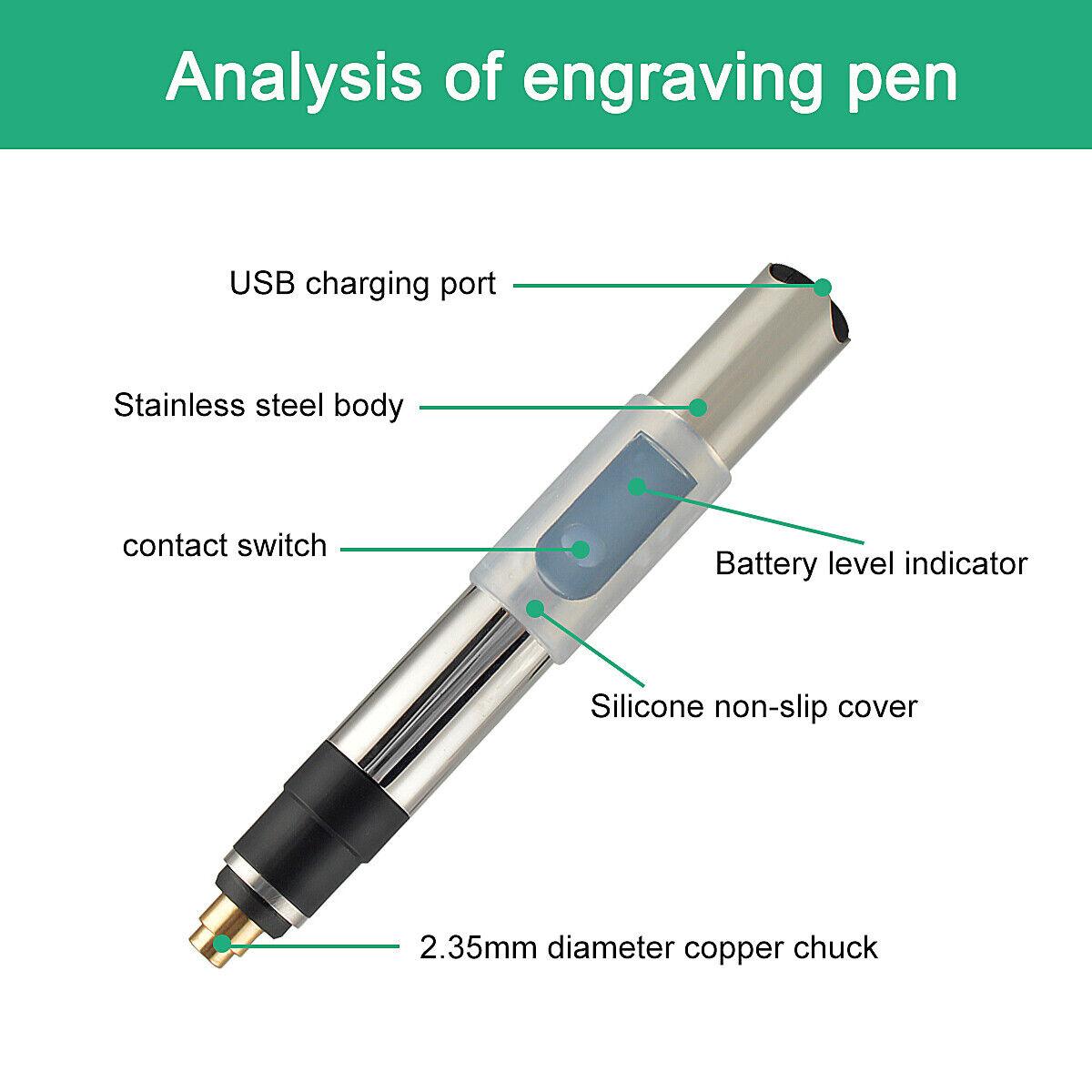 Mini Grinder Engraving Pen 25W 3-Speed 5000-25000r/min USB Type-C Charging 2.35mm Clamping Diameter for Nail Art Carving Polishing Grinding