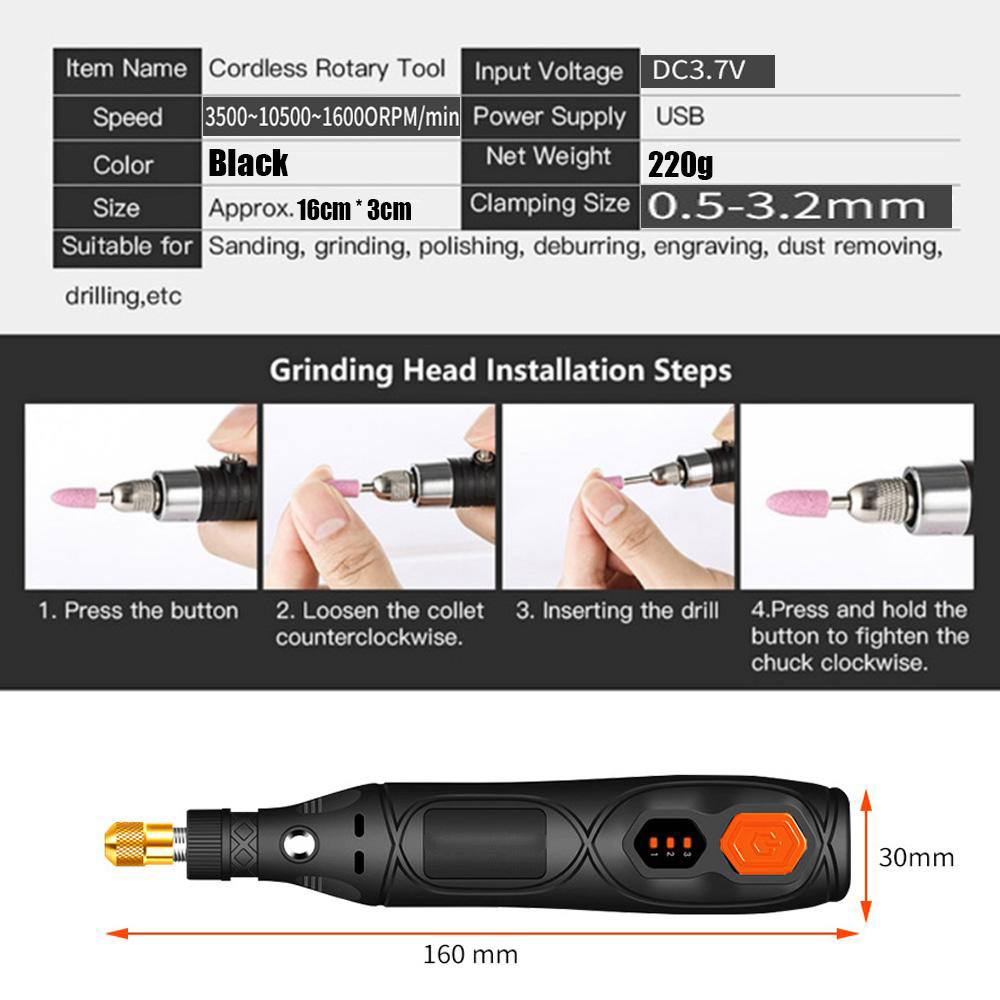 USB Cordless Rotary Tool Kit Woodworking Engraving Pen DIY For Jewelry Metal Glass Mini Wireless Drill With Dremel Accessories