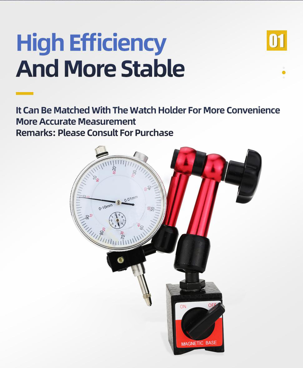 0-10mm/30mm/0.8mm Dial Indicator Magnetic Holder Dial Gauge Magnetic Stand Base Micrometer Measuring Tool