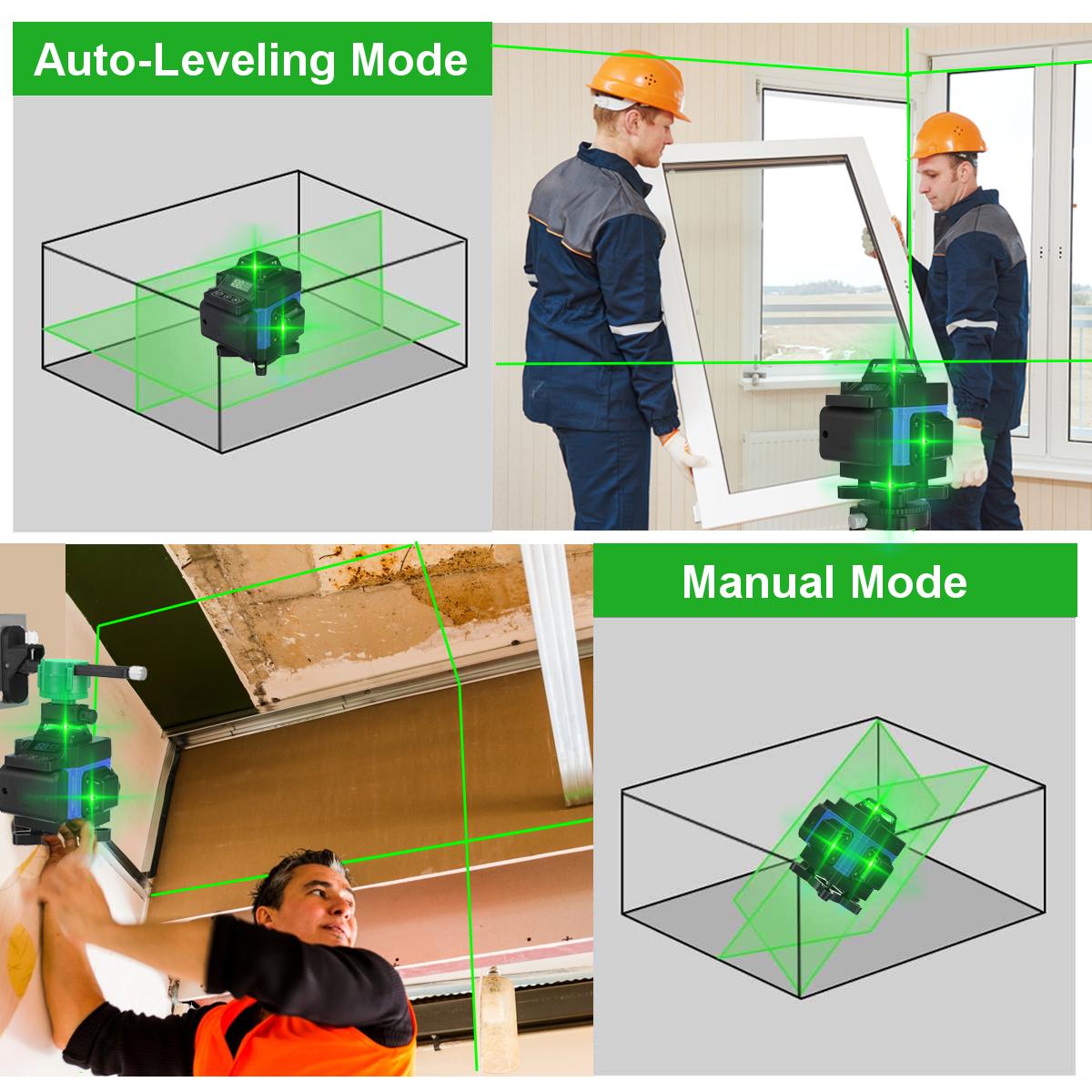 16 line Green Laser Level App Control 4D 360 degrees H&V Cross Line Self Leveling Remote Control