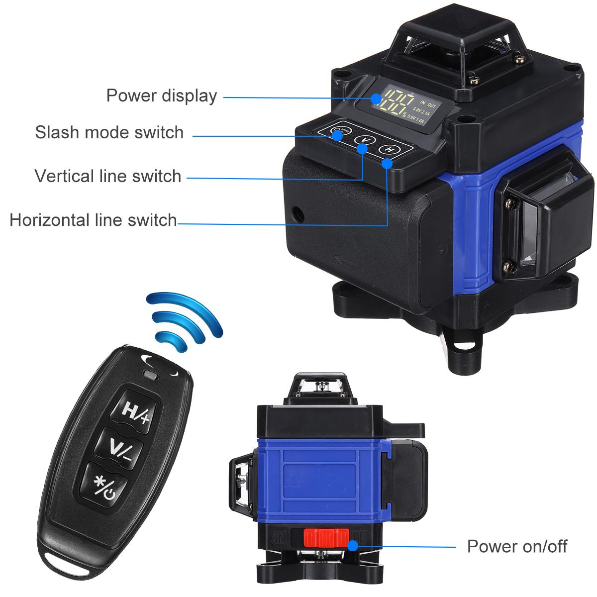 16 line Green Laser Level App Control 4D 360 degrees H&V Cross Line Self Leveling Remote Control