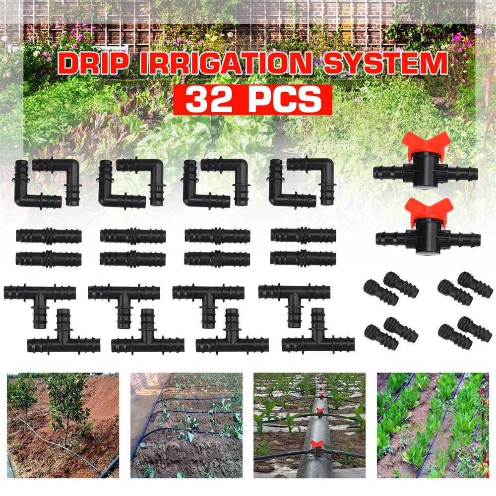 34PCS Irrigation Watering Kits System Graden Transprant Hose Kit Mist Cooling Irrigation System for Greenhouse