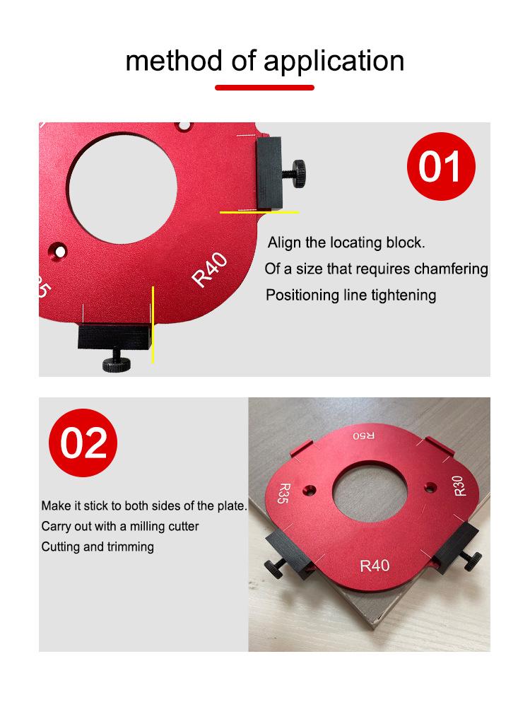 4 in 1 Woodworking Round Corner Positioning Mold Durable Precision Shaping Tool Efficient Cutting Trimming