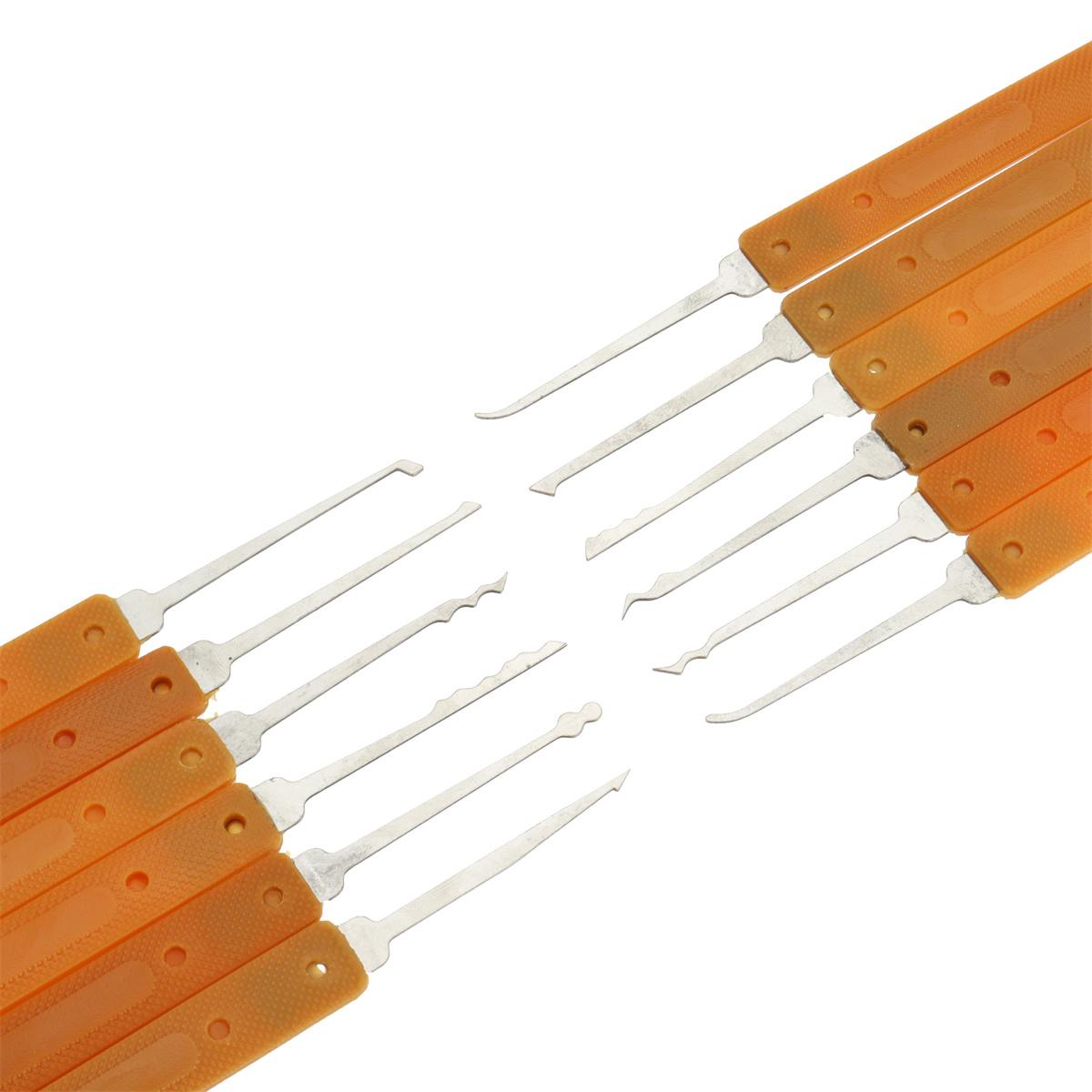 44PCS Orange Picks and Padlocks Set with Spring Steel Tools Transparent Padlocks and Automatic Unlocking Gun