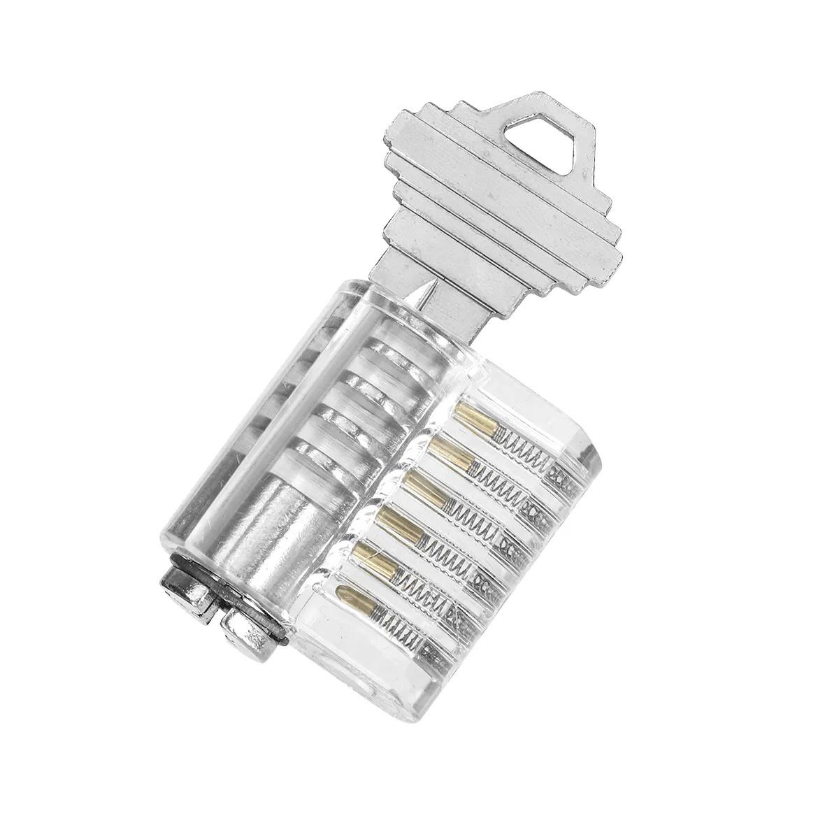 44PCS Orange Picks and Padlocks Set with Spring Steel Tools Transparent Padlocks and Automatic Unlocking Gun
