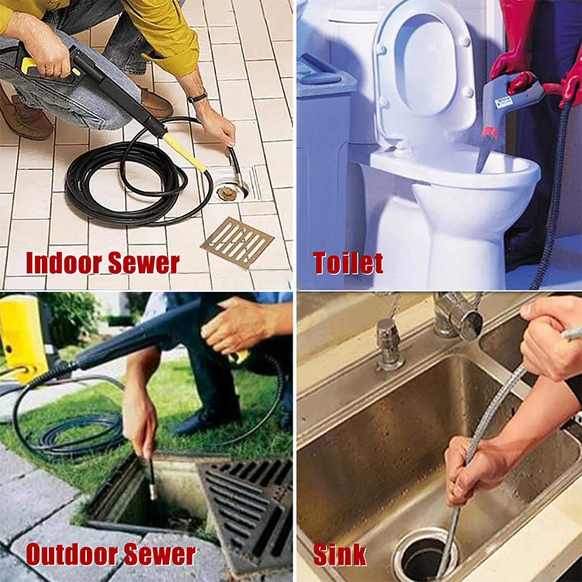 5-30m 1/4 M-NPT Hose Sewer Line And Drain Jetter Kit W/ Sewer Nozzle & Adapter