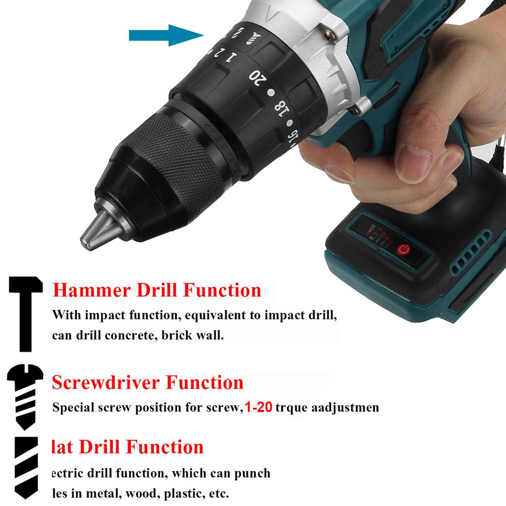 520NM 4000rpm Brushless Cordless Impact Drill Diver For Makita 18V Battery