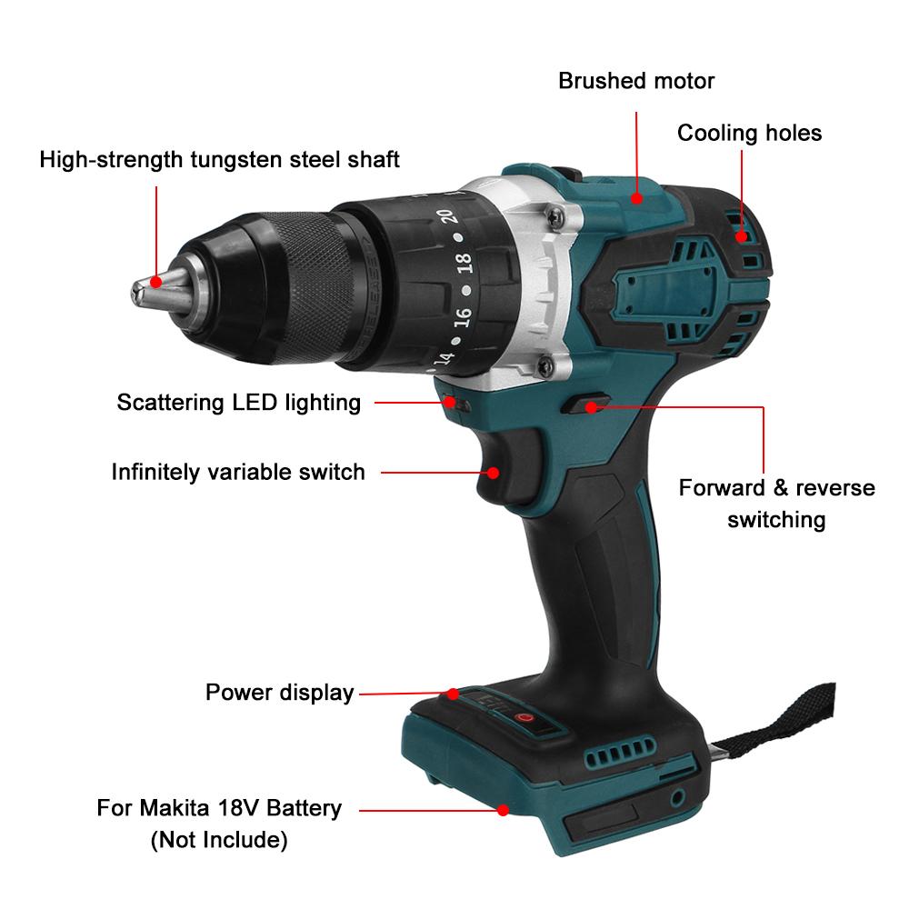520NM 4000rpm Brushless Cordless Impact Drill Diver For Makita 18V Battery