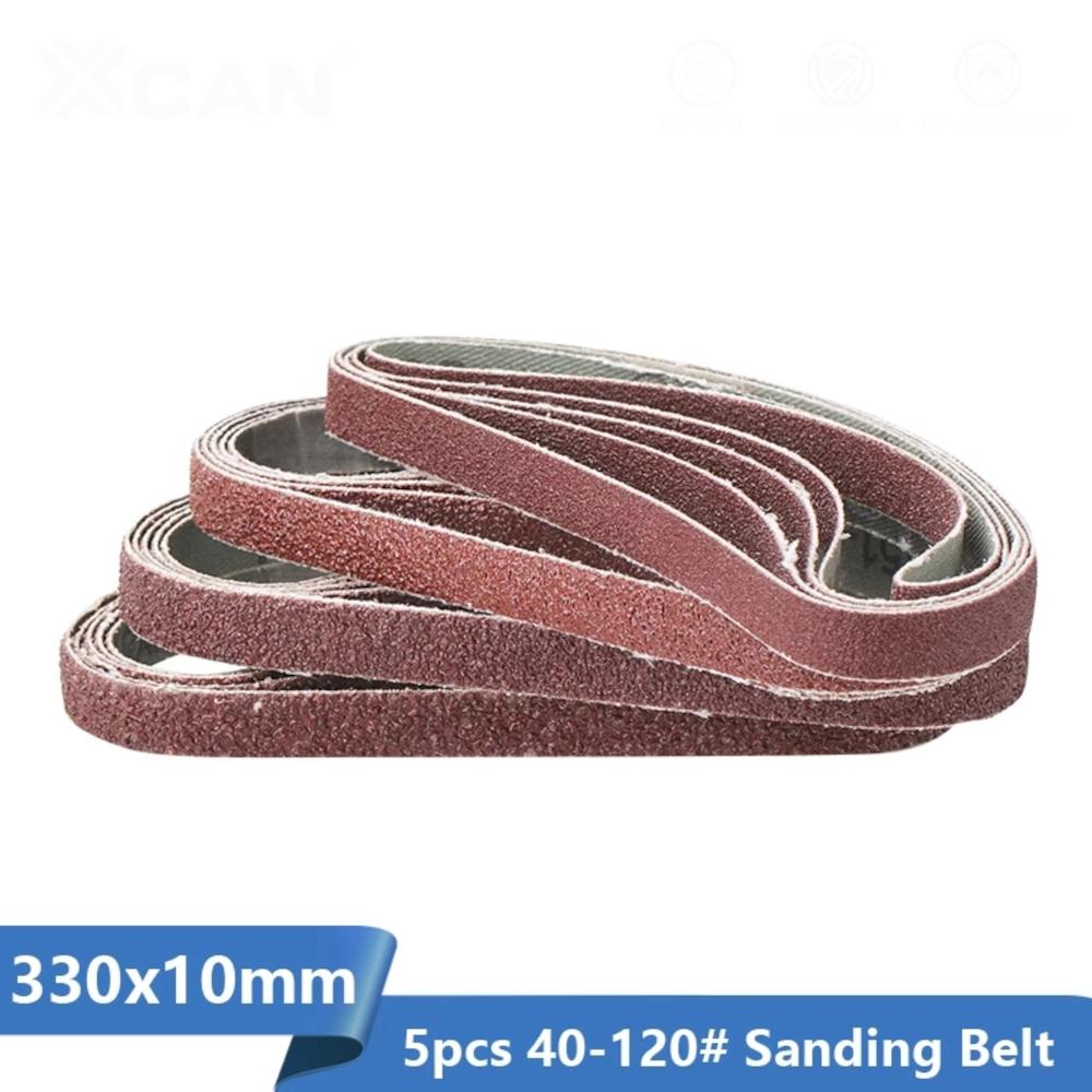5pcs 10x330mm 40 to 120 Grit Sanding Belt for Flush Belt Machines Polishing Grind Machine