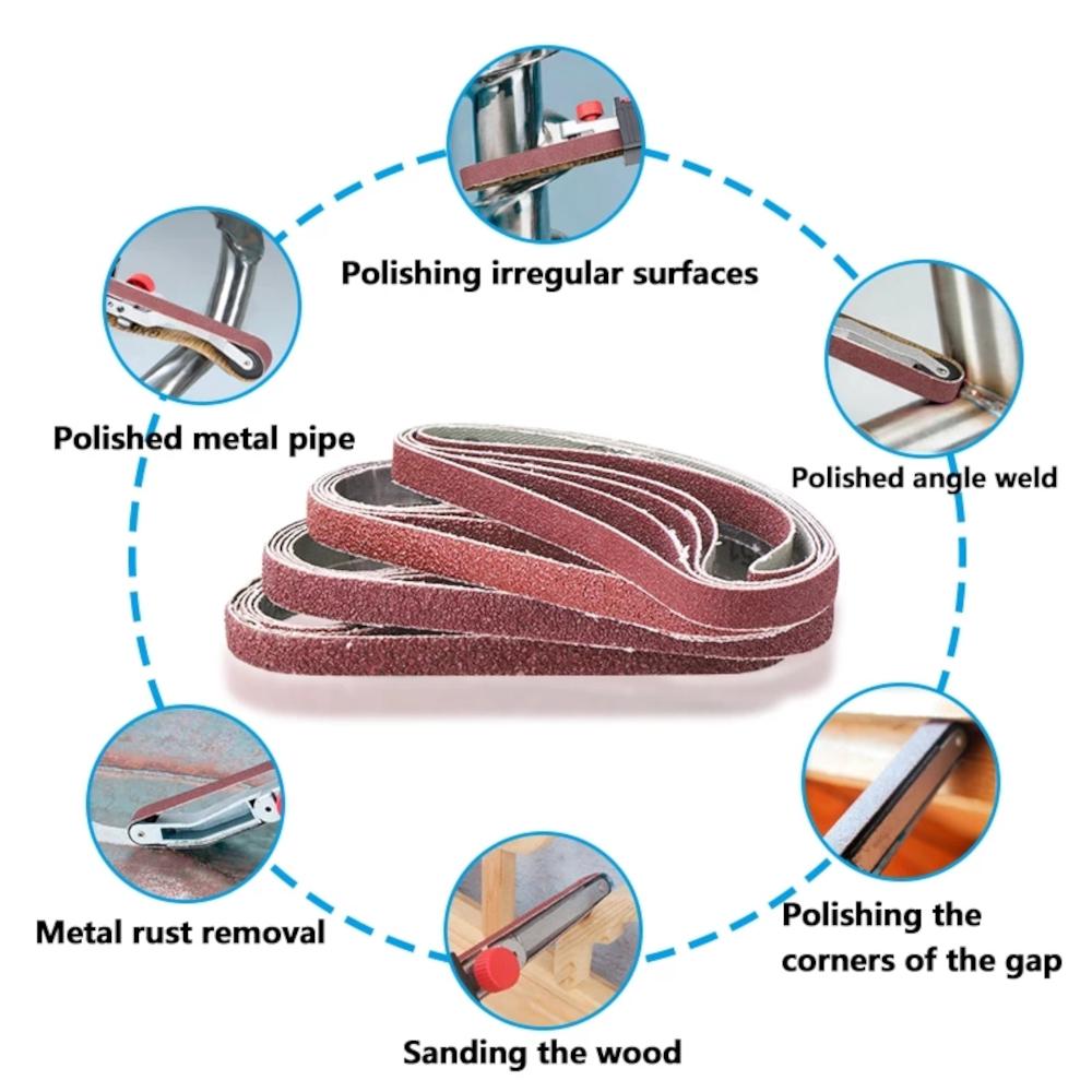 5pcs 10x330mm 40 to 120 Grit Sanding Belt for Flush Belt Machines Polishing Grind Machine
