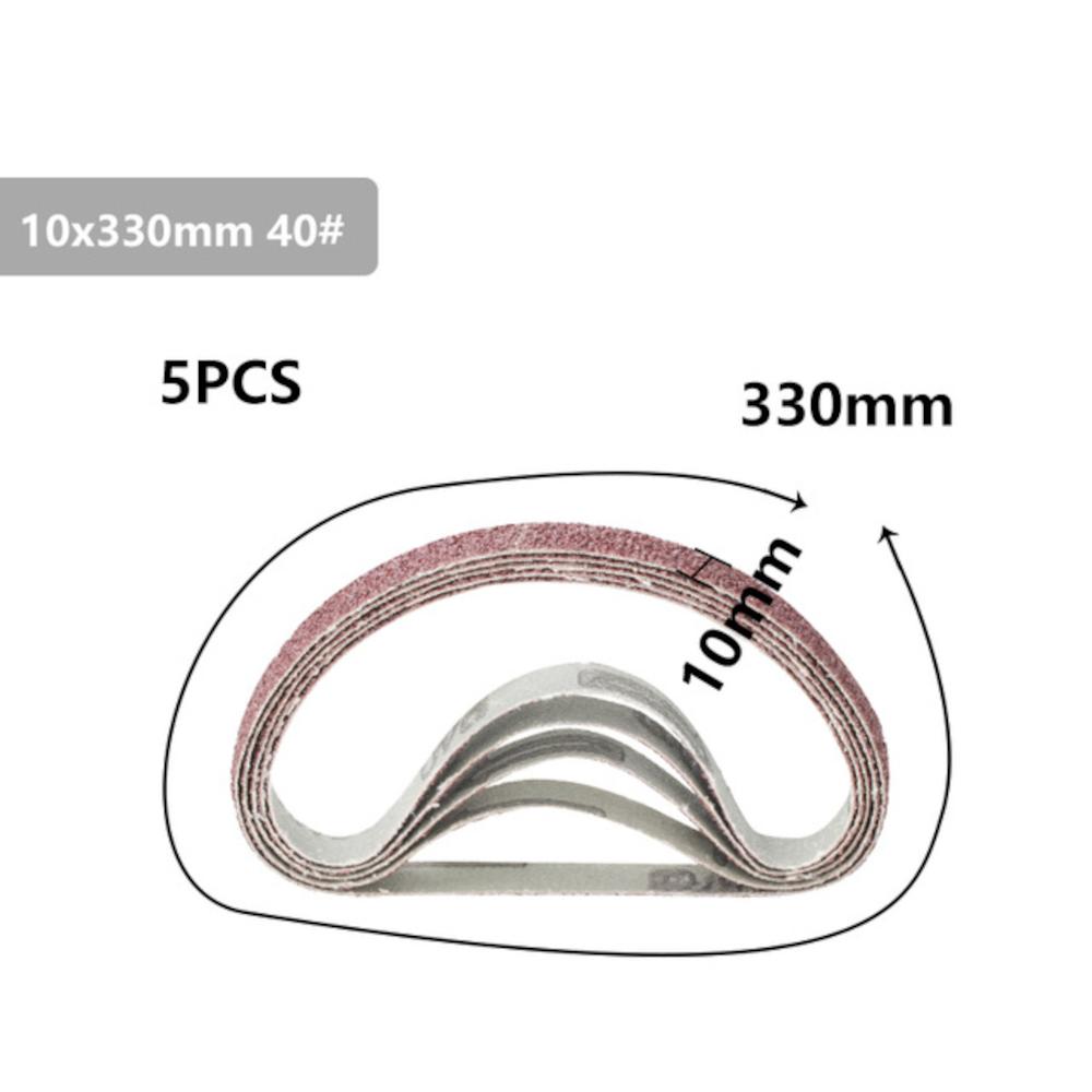 5pcs 10x330mm 40 to 120 Grit Sanding Belt for Flush Belt Machines Polishing Grind Machine