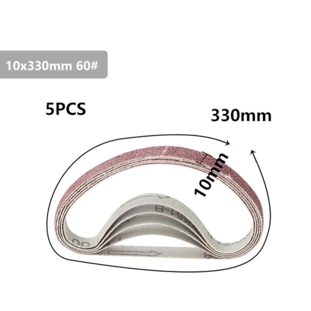 5pcs 10x330mm 40 to 120 Grit Sanding Belt for Flush Belt Machines Polishing Grind Machine