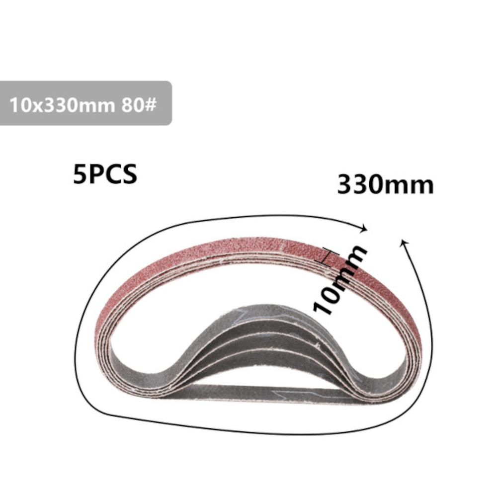 5pcs 10x330mm 40 to 120 Grit Sanding Belt for Flush Belt Machines Polishing Grind Machine