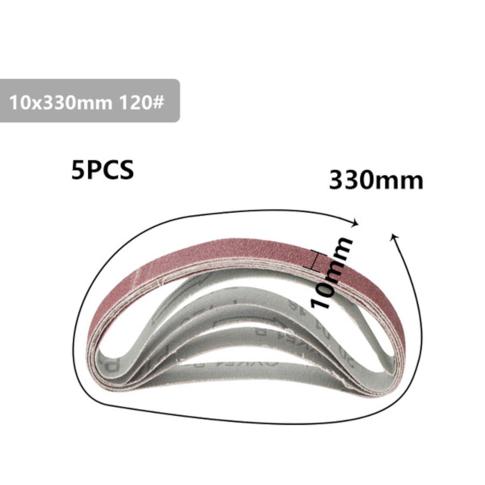 5pcs 10x330mm 40 to 120 Grit Sanding Belt for Flush Belt Machines Polishing Grind Machine