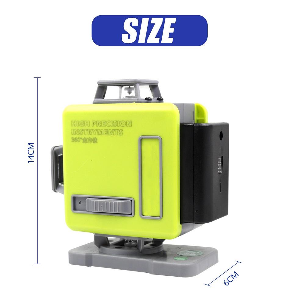 8/12/16 Line 4D Green Light Digital Laser levels Self Leveling 360 degrees Rotary Measuring Tools with 2 Battery