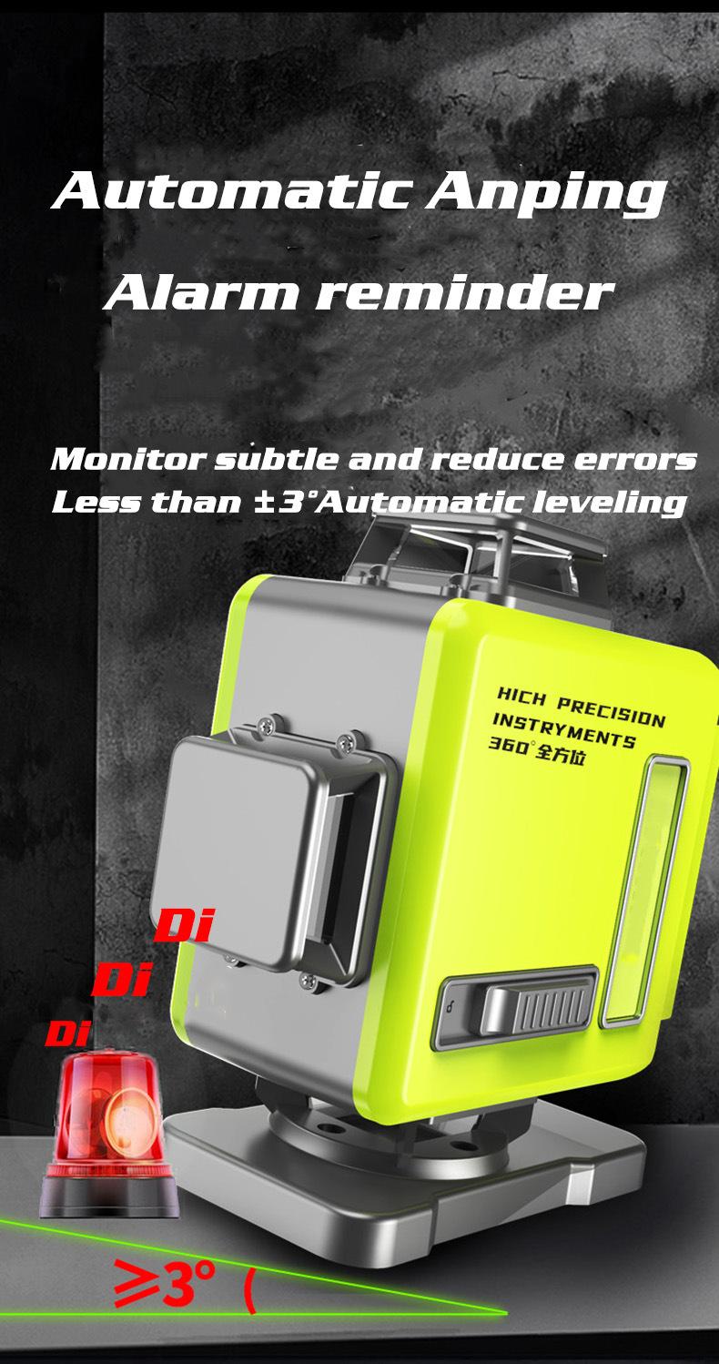 8/12/16 Line 4D Green Light Digital Laser levels Self Leveling 360 degrees Rotary Measuring Tools with 2 Battery