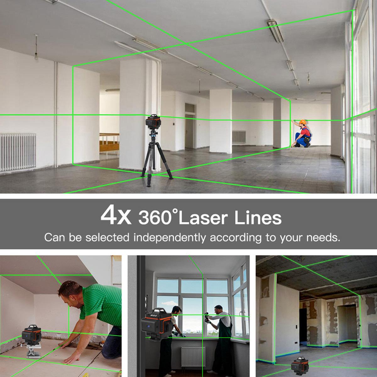 8/12/16 Line Digital Laser Level Green Light Self Leveling 360 degrees Rotary