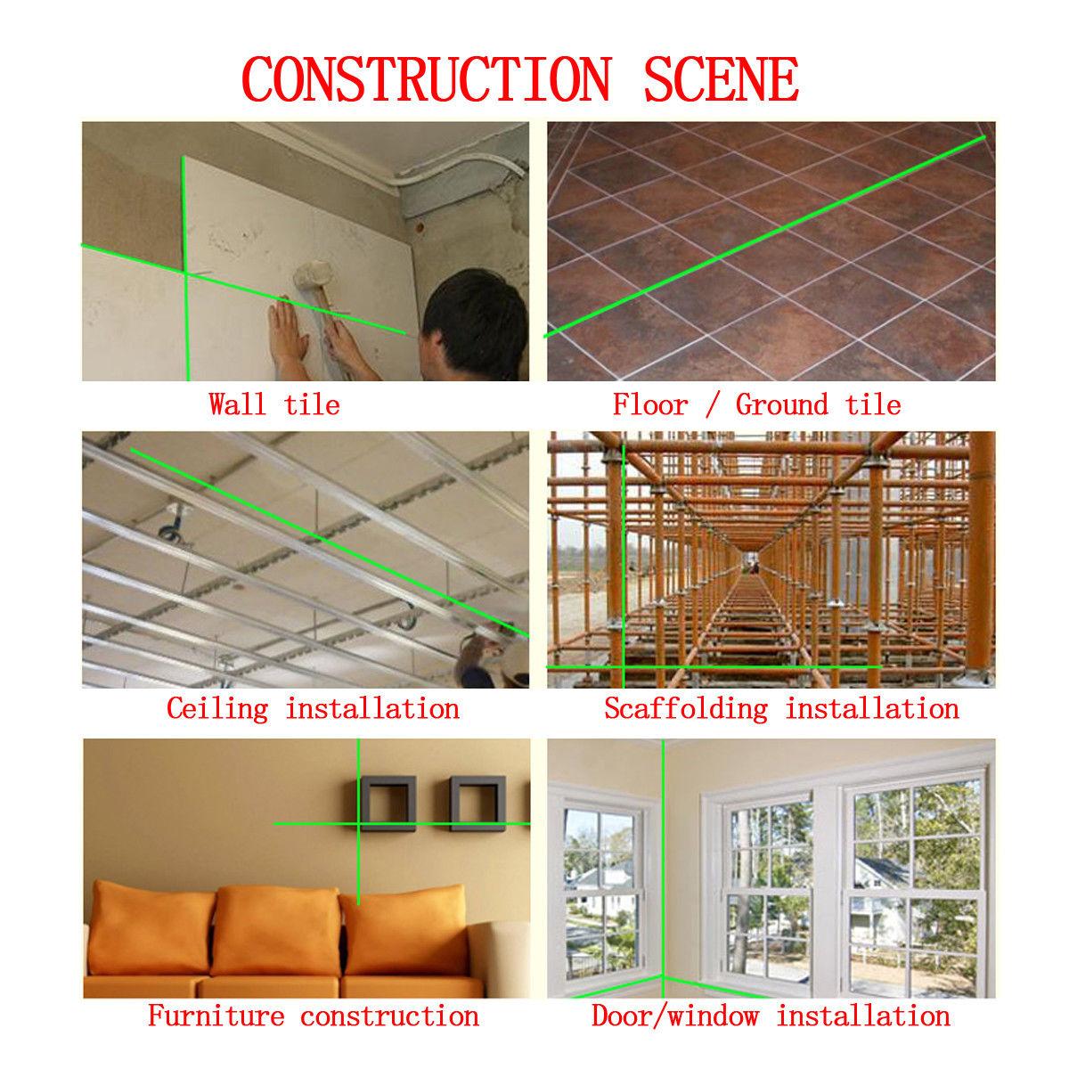 8/12/16 Line Digital Laser Level Green Light Self Leveling 360 degrees Rotary