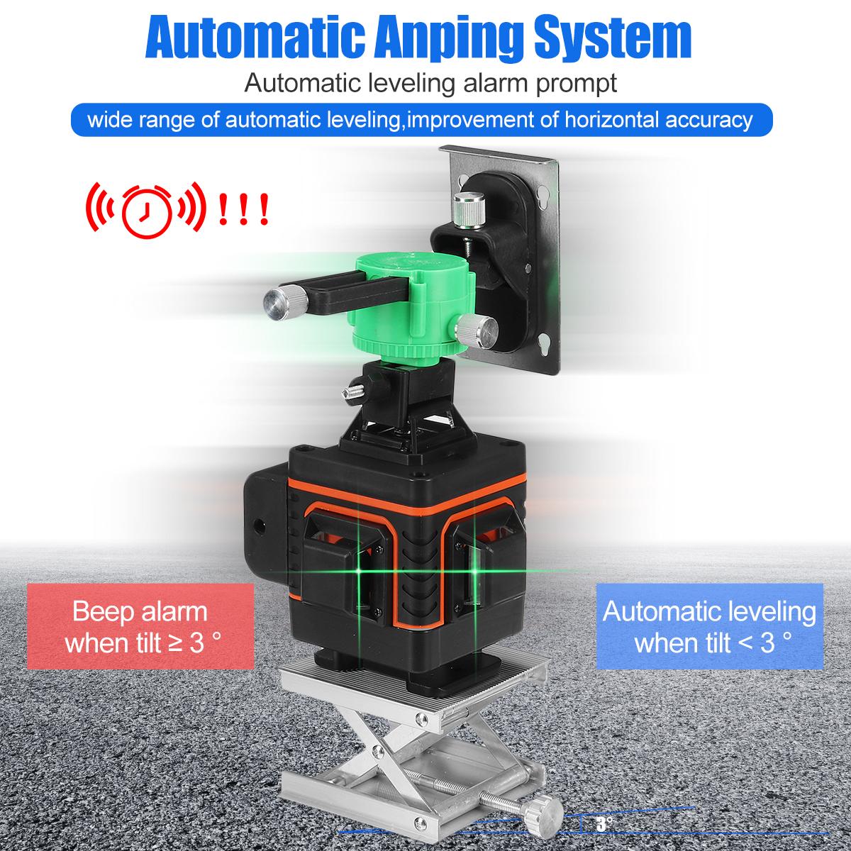 8/12/16 Line Digital Laser Level Green Light Self Leveling 360 degrees Rotary