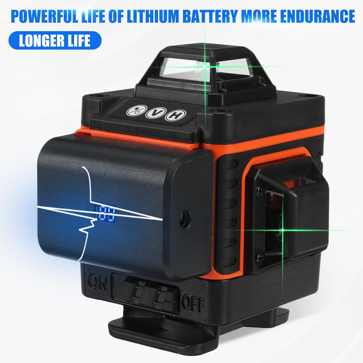 8/12/16 Line Digital Laser Level Green Light Self Leveling 360 degrees Rotary