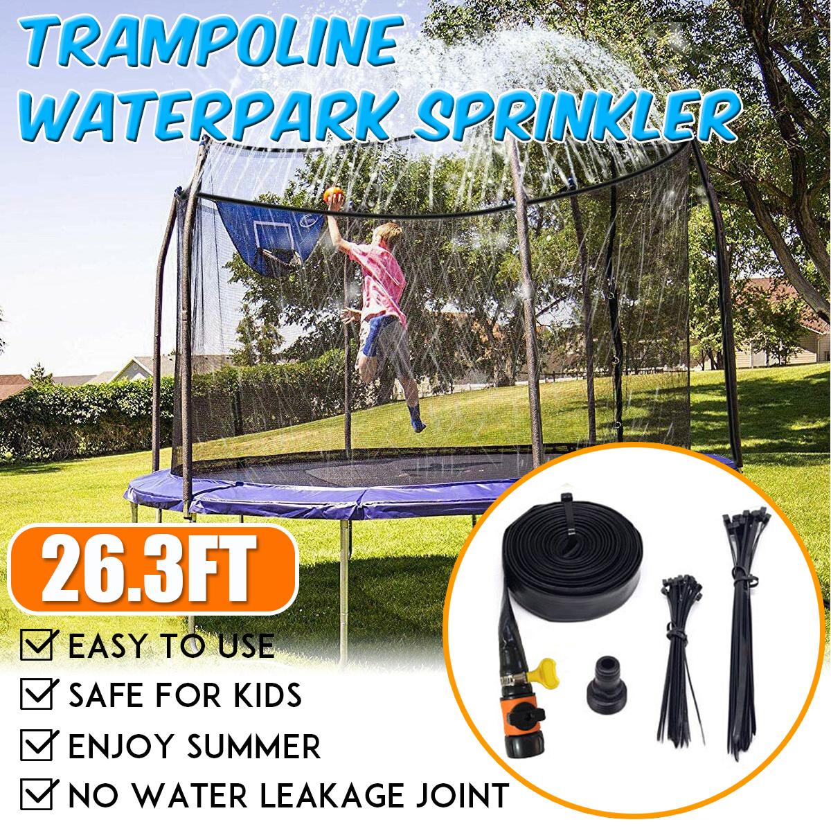 8m 26.3FT Trampoline Waterpark Sprinkler Outdoor Kid Child Summer Water Spray