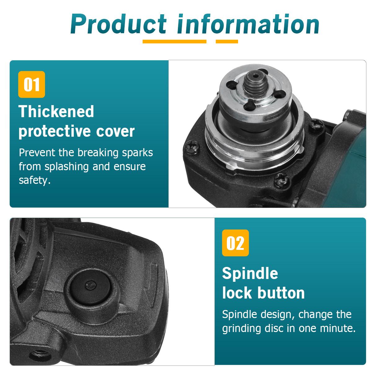 18V 800W Lithium Battery Brushless Angle Grinder 100MM 11000RPM Rechargeable Polishing Sander Cutting Machine For Makiita Battery