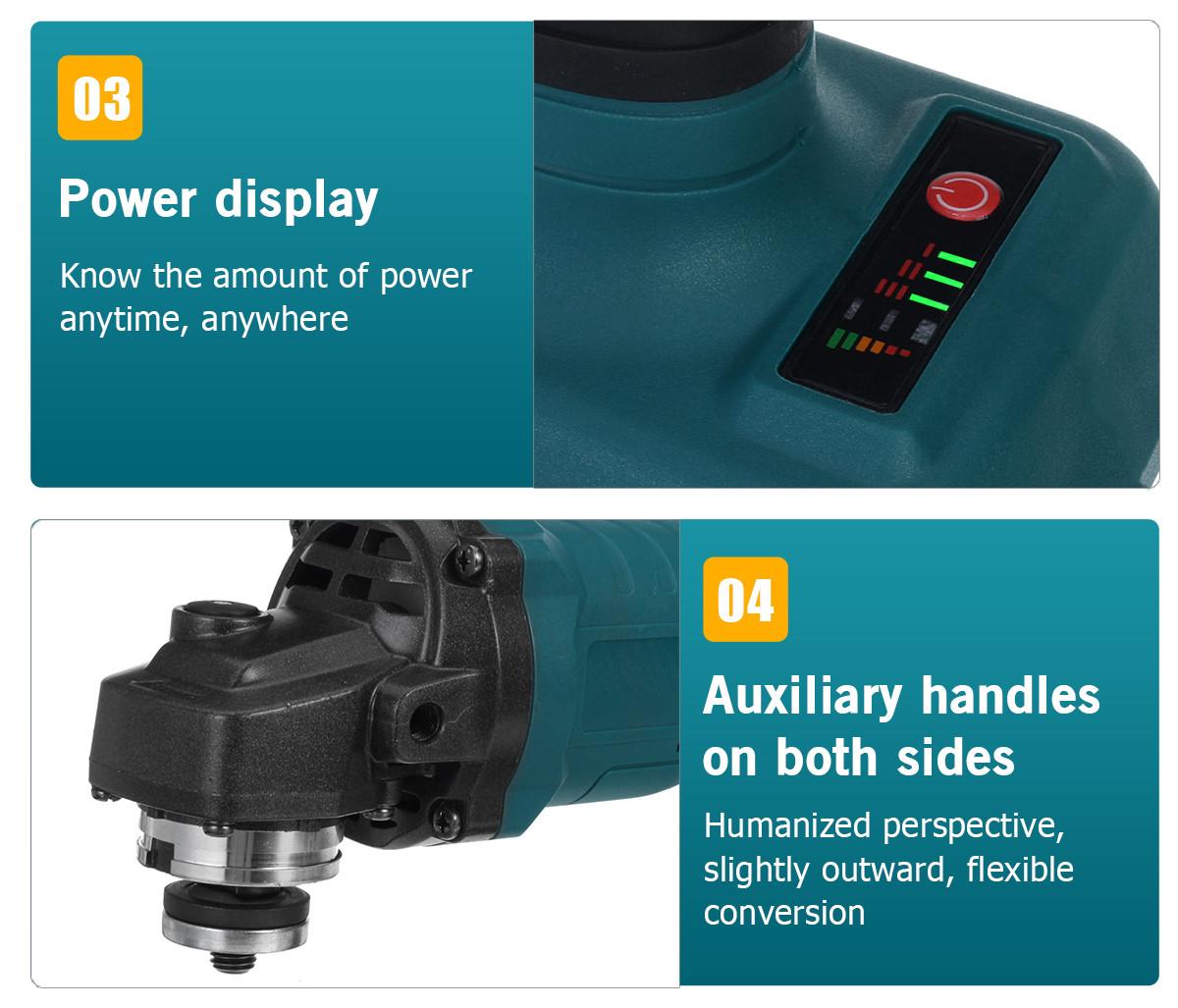 18V 800W Lithium Battery Brushless Angle Grinder 100MM 11000RPM Rechargeable Polishing Sander Cutting Machine For Makiita Battery