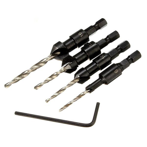 Socoje DB-C2 4pcs Carpentry Countersink Drill Bit Set Wood Working Tools