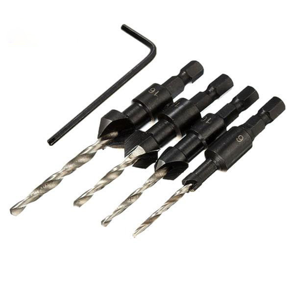 Socoje DB-C2 4pcs Carpentry Countersink Drill Bit Set Wood Working Tools