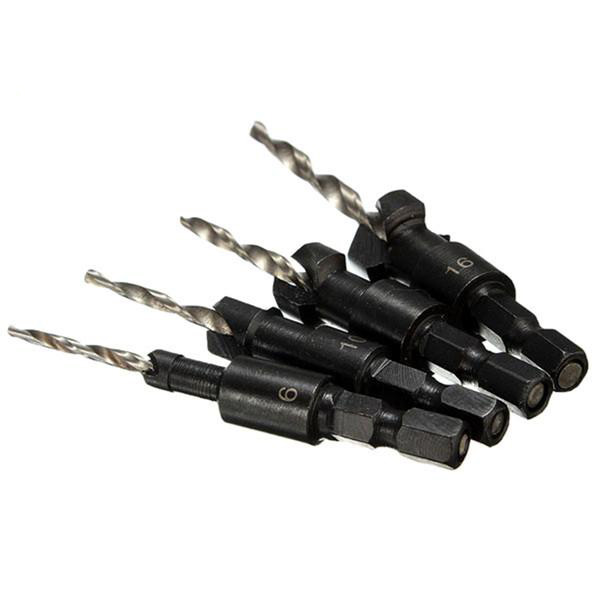Socoje DB-C2 4pcs Carpentry Countersink Drill Bit Set Wood Working Tools