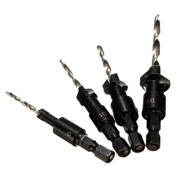 Socoje DB-C2 4pcs Carpentry Countersink Drill Bit Set Wood Working Tools