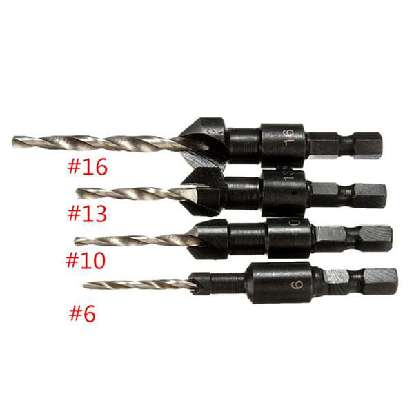 Socoje DB-C2 4pcs Carpentry Countersink Drill Bit Set Wood Working Tools