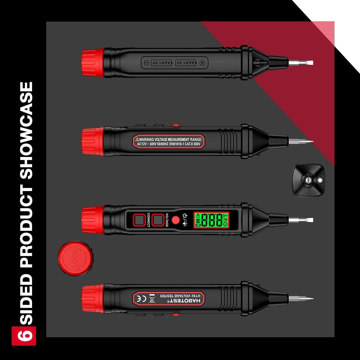 HT92 Pen Type Voltage Tester AC12-300V Indicator Backlight Flashlight Sensitivity AC Voltage Electrician Tester