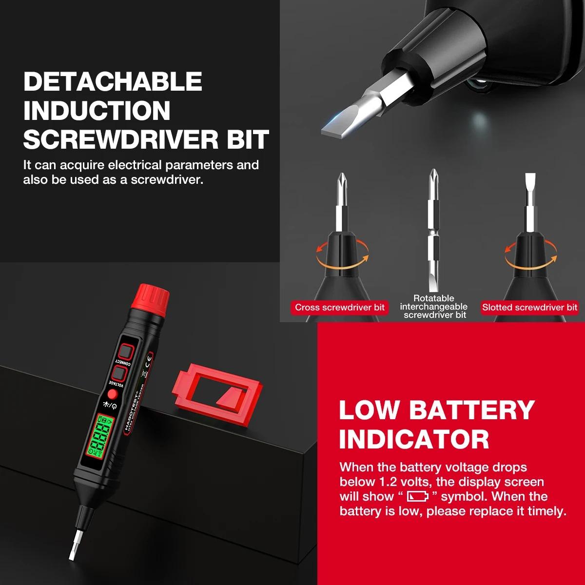 HT92 Pen Type Voltage Tester AC12-300V Indicator Backlight Flashlight Sensitivity AC Voltage Electrician Tester