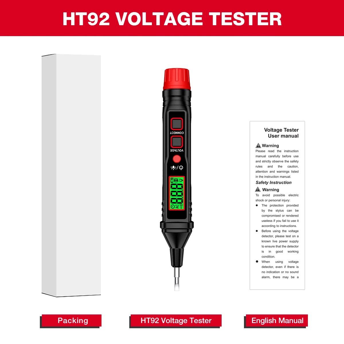 HT92 Pen Type Voltage Tester AC12-300V Indicator Backlight Flashlight Sensitivity AC Voltage Electrician Tester