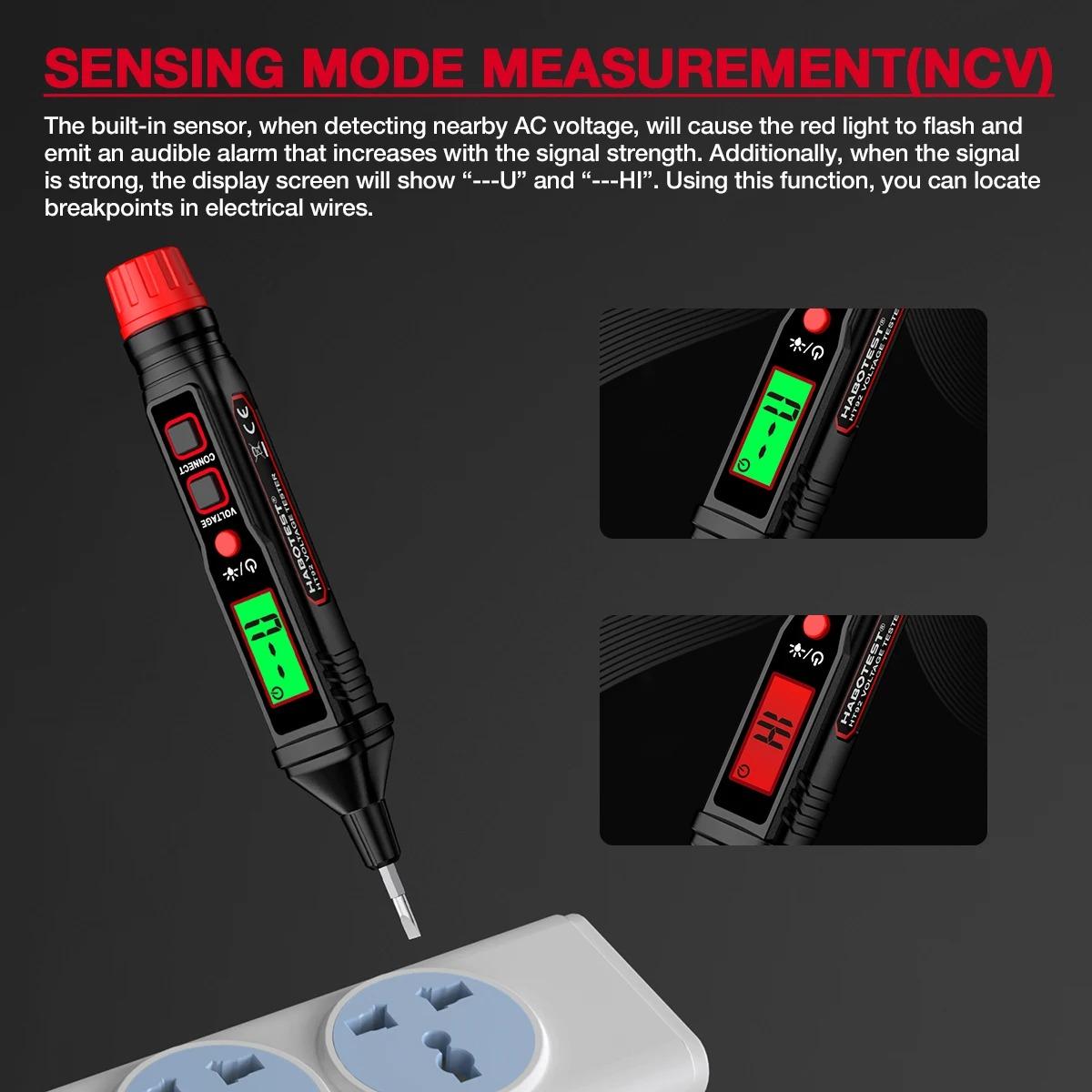 HT92 Pen Type Voltage Tester AC12-300V Indicator Backlight Flashlight Sensitivity AC Voltage Electrician Tester