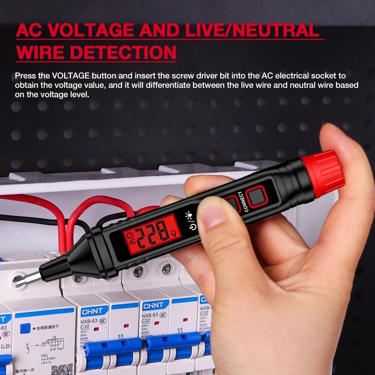 HT92 Pen Type Voltage Tester AC12-300V Indicator Backlight Flashlight Sensitivity AC Voltage Electrician Tester