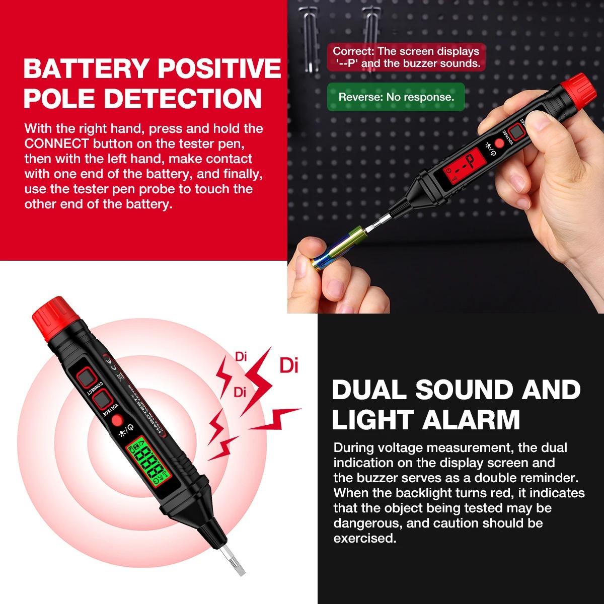 HT92 Pen Type Voltage Tester AC12-300V Indicator Backlight Flashlight Sensitivity AC Voltage Electrician Tester