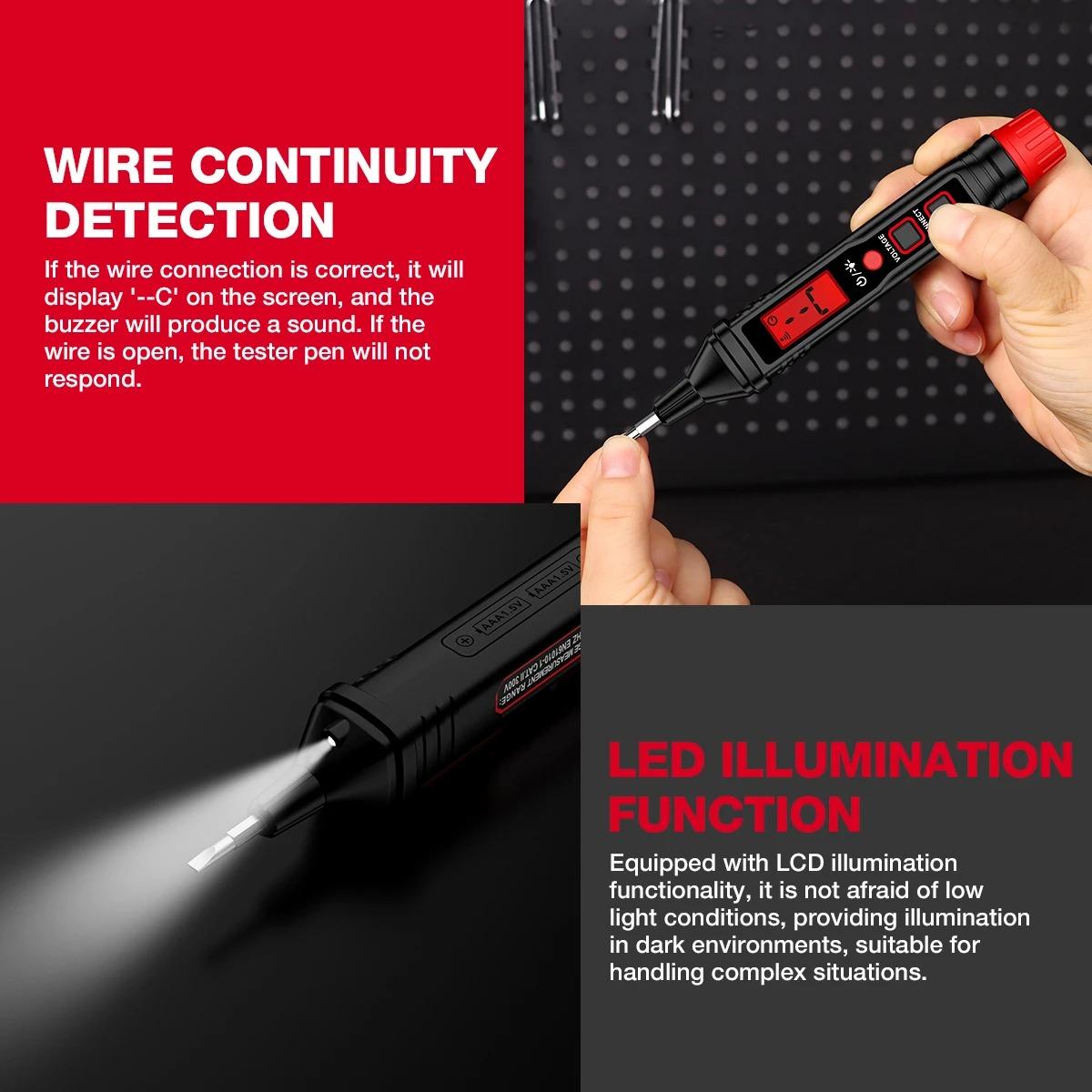 HT92 Pen Type Voltage Tester AC12-300V Indicator Backlight Flashlight Sensitivity AC Voltage Electrician Tester