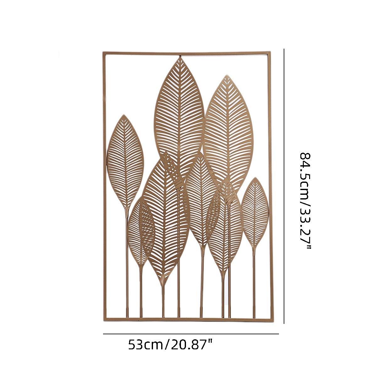 Rectangle Metal Wall Art Hanging Iron Sculpture Leaf Home Hotel Decor 53x84.5cm