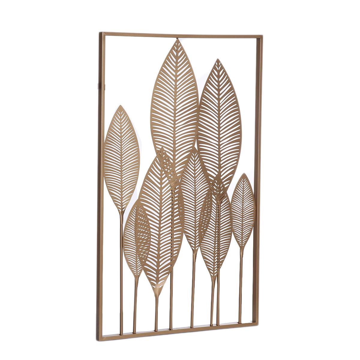Rectangle Metal Wall Art Hanging Iron Sculpture Leaf Home Hotel Decor 53x84.5cm