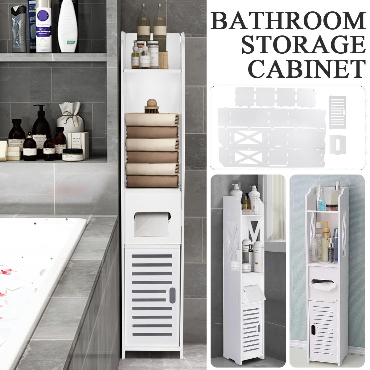Small Bathroom Toilet Storage Cabinet Waterproof Organizer Standing Rack Shelf
