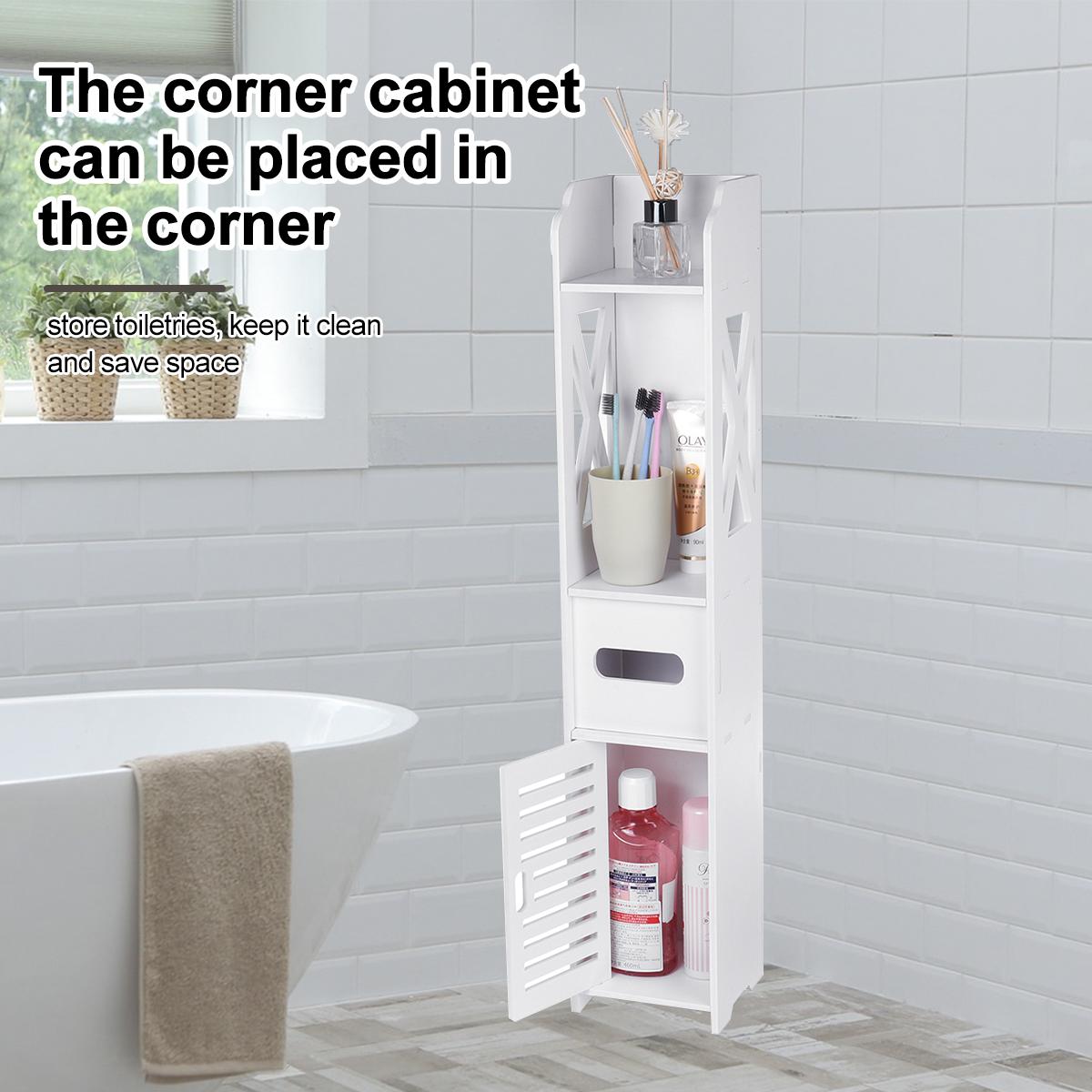 Small Bathroom Toilet Storage Cabinet Waterproof Organizer Standing Rack Shelf