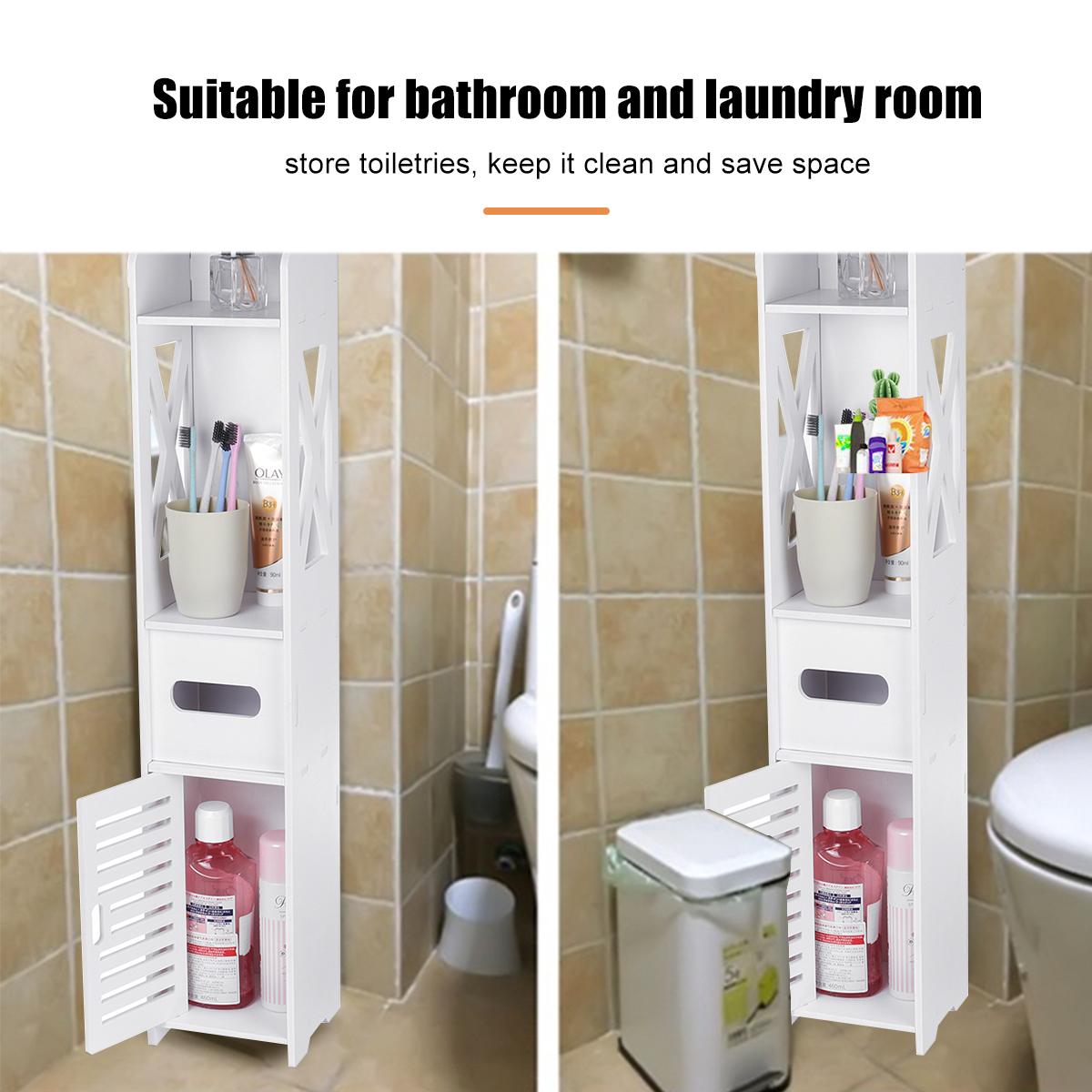 Small Bathroom Toilet Storage Cabinet Waterproof Organizer Standing Rack Shelf