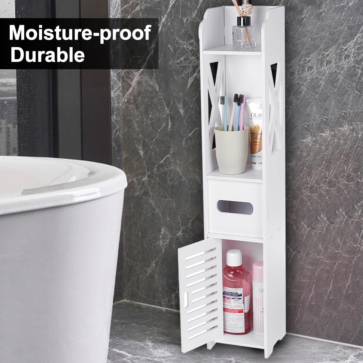 Small Bathroom Toilet Storage Cabinet Waterproof Organizer Standing Rack Shelf