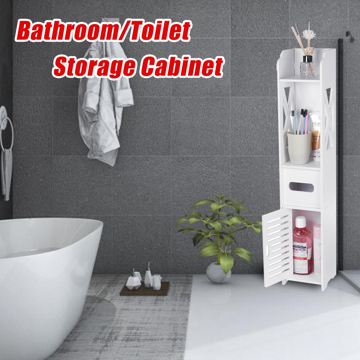 Small Bathroom Toilet Storage Cabinet Waterproof Organizer Standing Rack Shelf