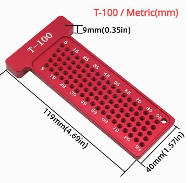 T type Woodworking Scriber Metric/Inch Precision T-Ruler T 100MM And T 4IN Pocket Marking Gauge Measurement Manual Marking DIY Tools
